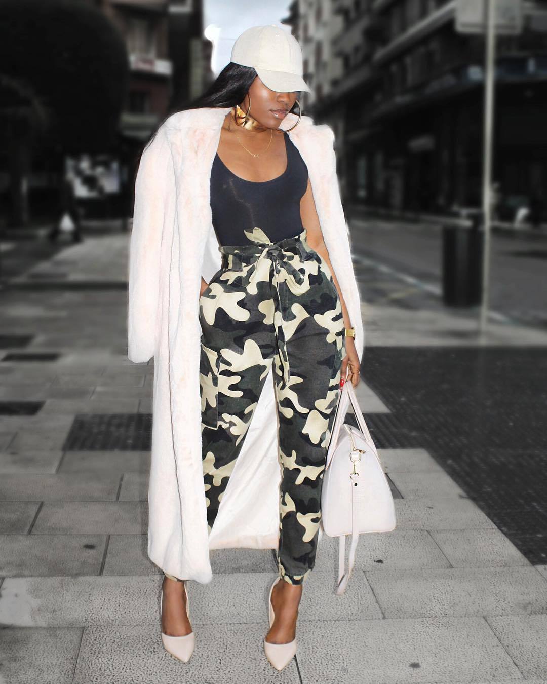 Camouflage Print Cargo Trousers Casual Trousers