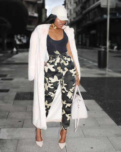 Camouflage Print Cargo Trousers Casual Trousers