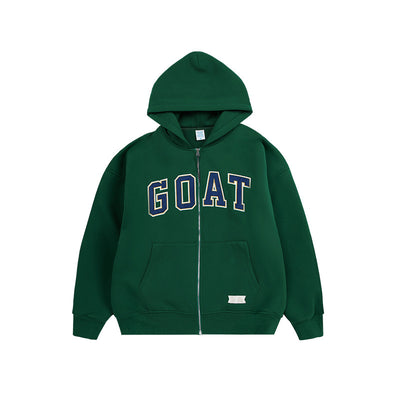 Polar Fleece Monogram Stick Cloth Embroidered Zipper Hoodie Jacket