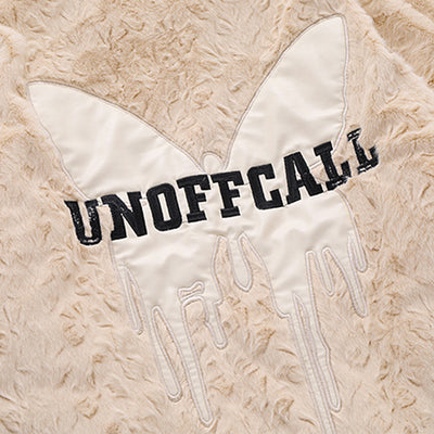 Butterfly Paste Cloth Embroidery Plus Double-sided Plush Stand Collar Coat