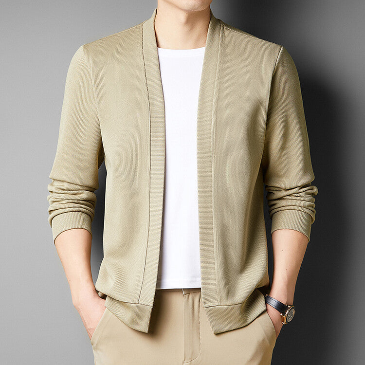 Spring New Fake Two-piece Men's Long-sleeved Knitted Cardigan