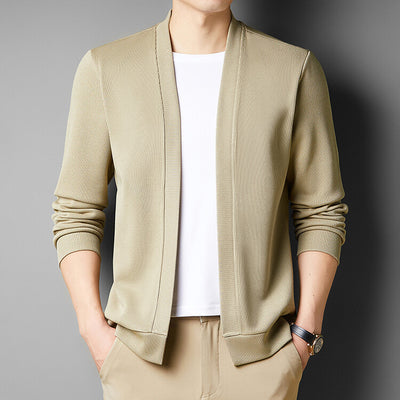 Spring New Fake Two-piece Men's Long-sleeved Knitted Cardigan