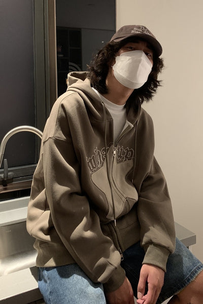 Five-pointed Star Paste Cloth Couple Loose Retro Coat Street Japanese Trend Hoodie