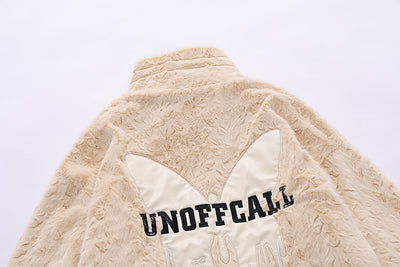 Butterfly Paste Cloth Embroidery Plus Double-sided Plush Stand Collar Coat
