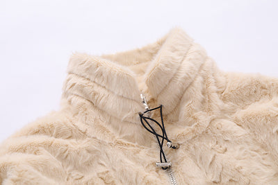 Butterfly Paste Cloth Embroidery Plus Double-sided Plush Stand Collar Coat