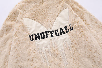 Butterfly Paste Cloth Embroidery Plus Double-sided Plush Stand Collar Coat