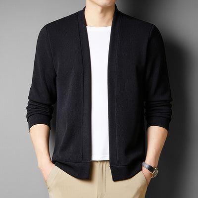 Spring New Fake Two-piece Men's Long-sleeved Knitted Cardigan