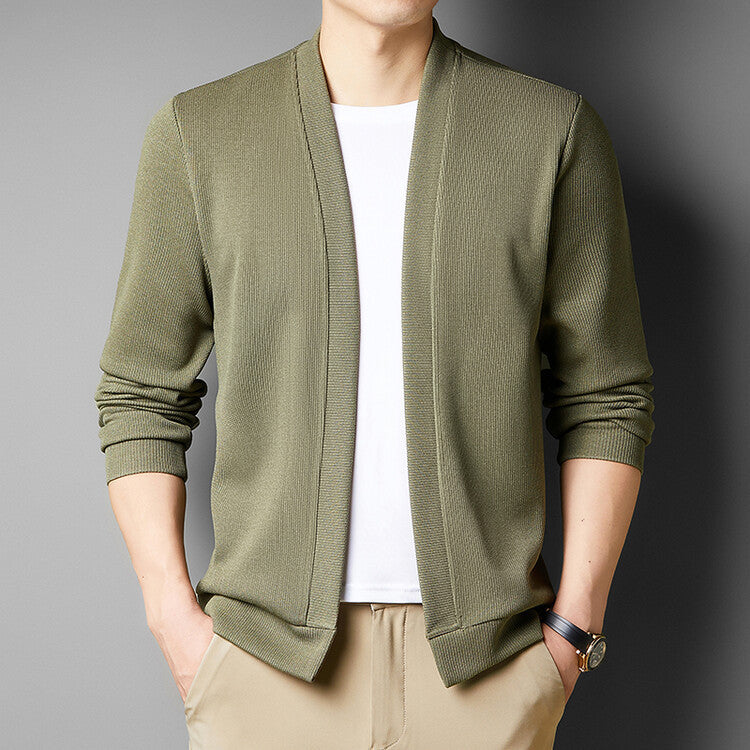 Spring New Fake Two-piece Men's Long-sleeved Knitted Cardigan