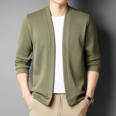 Spring New Fake Two-piece Men's Long-sleeved Knitted Cardigan